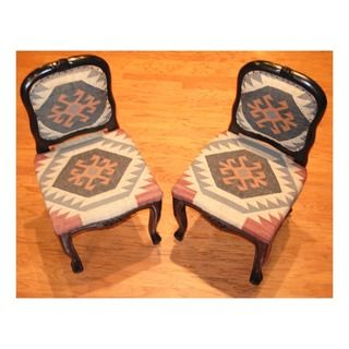 Handmade Kilim Upholstered Side Chairs (Set of 2)