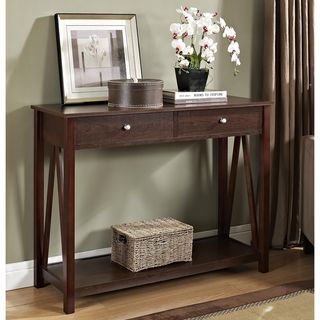 Espresso Console Occasional Sofa Table with Drawer