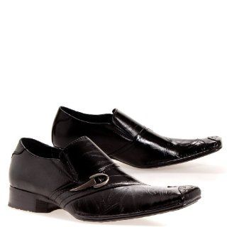  Mens Casual Dress Loafers Black Square Toe Leather Lining: Shoes
