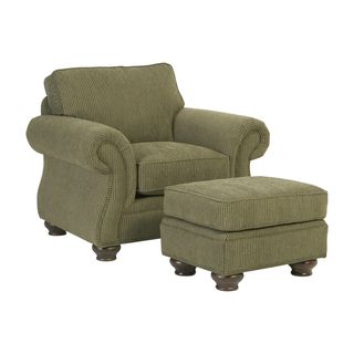 Broyhill Lauren Olive Chair and Ottoman Set