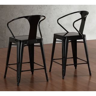 Tabouret Black with Back 24 inch Counter Stools (Set of 2)