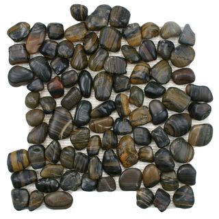 SomerTile 12x12 in Riverbed Tiger Eye Natural Stone Mosaic Tile (Pack