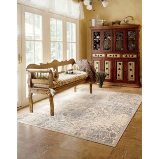 Graphic Illusions Beige Antique Damask Pattern Rug (36 x 56