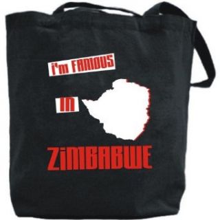Canvas Tote Bag Black  I Am Famous In Zimbabwe  Country