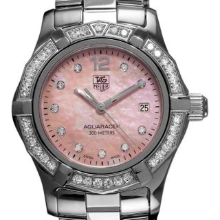 Tag Heuer Womens Aquaracer Pink Mother of Pearl Diamond Watch