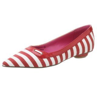  Naughty Monkey Womens Scenester Flat,White/Red,10 M Shoes