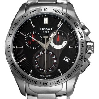 Tissot Mens Veloci T Stainless Steel Black Face Chronograph Watch