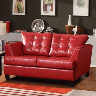 Dawson Red Bonded Leather Loveseat