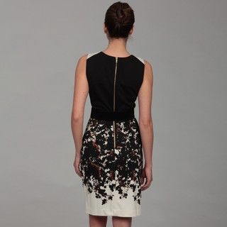 Calvin Klein Womens Floral Sleeveless Ponte Dress