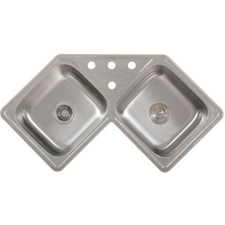 Ticor Stainless Steel 18 gauge Corner Overmount Kitchen Sink