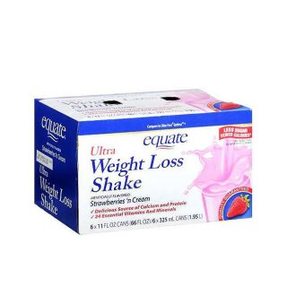 Equate Ultra Weight Loss 6 ct Strawberries N Cream 11 oz Shakes (Pack