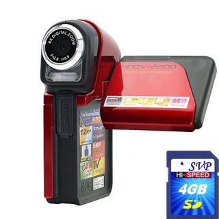 SVP HDDV2200 5MP Red Digital Camcorder with 4GB SDHC Memory Card