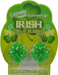 St.Patricks Day Flashing LED Shamrock Earrings (Pair