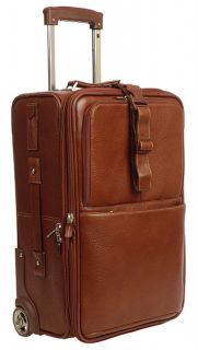 Johnston & Murphy 22 inch Road Agent Leather Suitcase (Mahogany