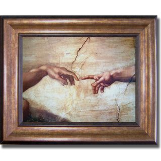 Michelangelo Creation of Adam (Detail) Framed Canvas Art