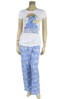 Eeyore Pajama Set Rainbow Blue Pants & White T Shirt