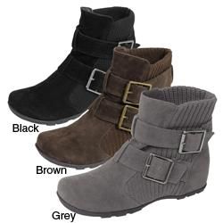 Bamboo by Journee Womens Faux Suede/ Knit Boot