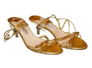 Choo Romeo Shoes Leather Heels Gold Sandals  OnlyModa, 39.5 Shoes