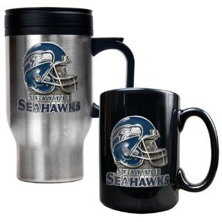 NFL Seattle Seahawks Travel Mug & Ceramic Mug Set   Helmet