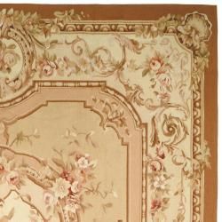 Hand knotted French Aubusson Beige/ Ivory Wool Rug (4 x 6