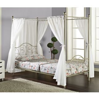 Pewter Full size Canopy Bed with Curtains