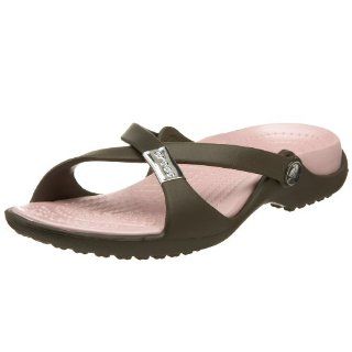  Crocs Womens Adara Slide Sandal,Chocolate/Cotton Candy,4 M Shoes