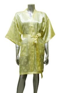 Kimono Satin Silk Robe Bathrobe for Women (Short)   Yellow