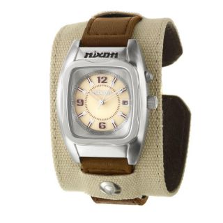 Nixon Mens The Rocker Stainless Steel and Leather Quartz Watch