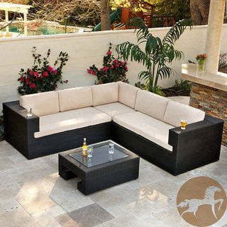 Christopher Knight Home Ventura PE Wicker 4 piece Outdoor Sectional