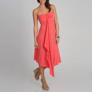 Annalee + Hope Womens Coral Strapless Cascading Ruffle Dress