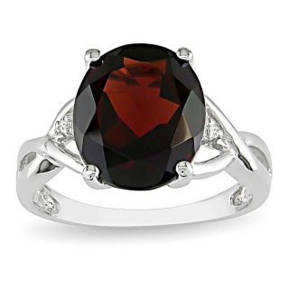 Sterling Silver Garnet and Diamond Fashion Ring