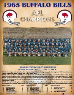 Buffalo Bills    AFC Champs 1965 Buffalo Bills    11 x 13