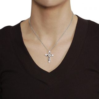 Silvertone Cubic Zirconia Cross Necklace