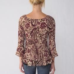 Signature by Larry Levine Womens Tiered Crinkle Blouse