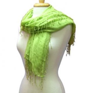 Lime Green Over Sized Lightweight Square Scarf W/fringe