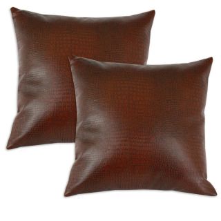 Caramel Faux Leather Accent Pillows (Set of 2)