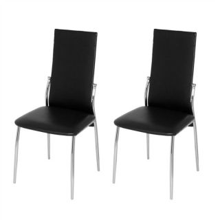BON ETAT   Lot de 2 chaises noires BIANCA   Structure métal finition