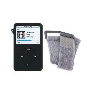 Eforcity Black Silicone Skin Case Armband for Apple iPod Video 30GB