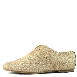 Nature Breeze Womens Cambridge 02 Sparkle Glitter Oxford Flats: Shoes