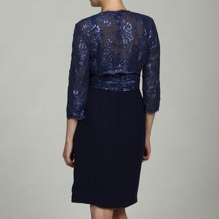 JS Collections Womens Navy Lace 2 piece Dress