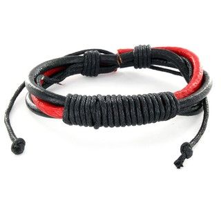 Black and Red Leather Bracelet