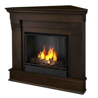 Real Flame Chateau Dark Walnut Gel Indoor Corner Fireplace