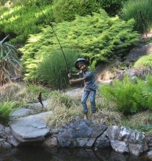  Boy Gone Fishing Bronze Garden Statue   81 High