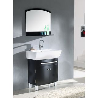 Ceramic Sink Top Single Sink Bathroom Vanity with Matching Mirror