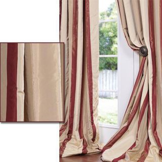 / Tan Stripe Faux Silk Taffeta 84 inch Curtain Panel