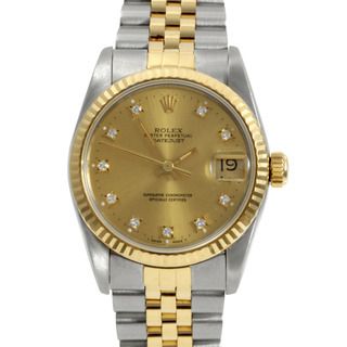 Pre owned Rolex Midsize Womens Two tone Steel Diamond Datejust Watch
