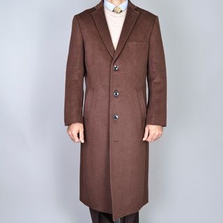 Mantoni Chestnut Wool and Cashmere Single Breasted Topcoat
