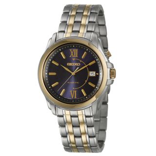 Seiko Mens Kinetic Stainless Steel and Yellow Goldplated Date Watch