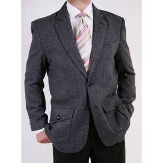 Ferrecci Mens Grey Herringbone Wool blend 2 button Sportcoat