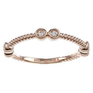 14k Pink Gold Diamond Accent Beaded Stackable Ring